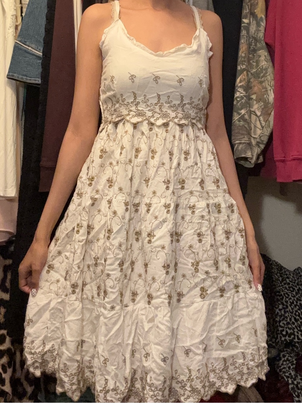 size large white and brown floral jessica simpson dress